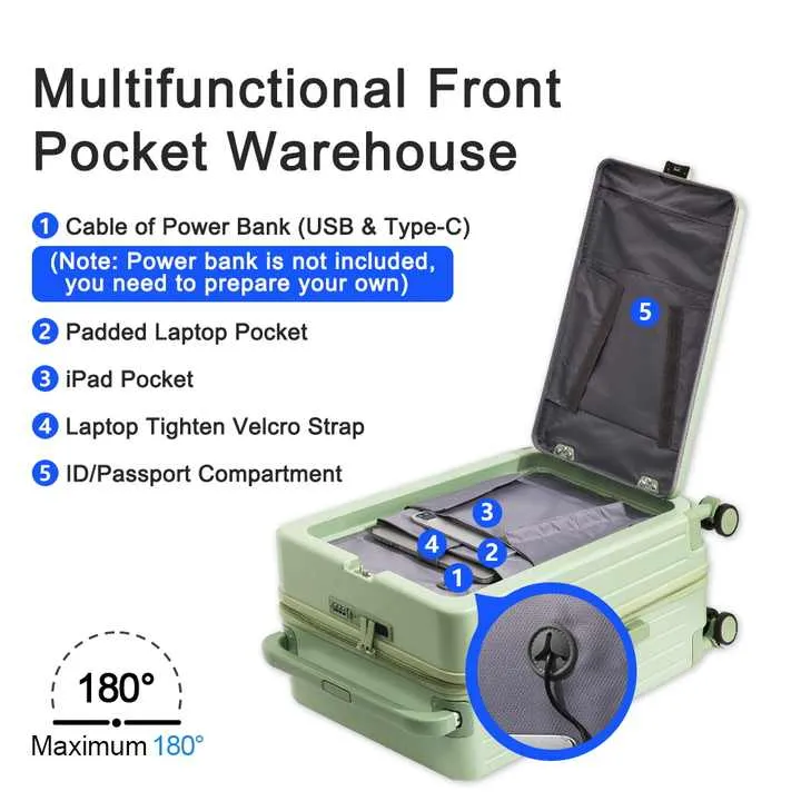 حقيبة أمتعة بعجلات عريضة متعددة الوظائف  Wide Wheeled Luggage Bag Front Open Bag
