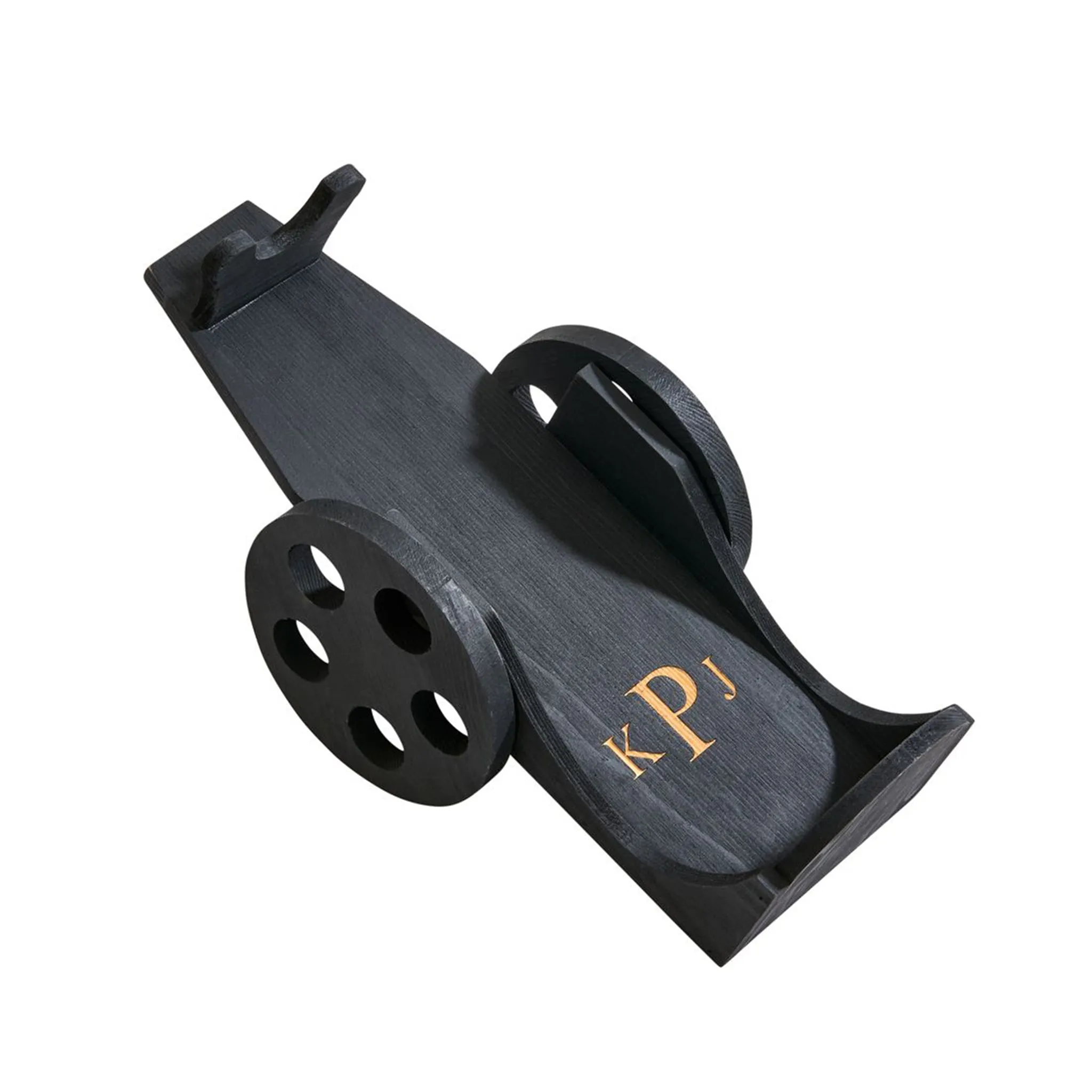 Black Wood Wine Bottle Cart - 6" x 12" by Creative Gifts