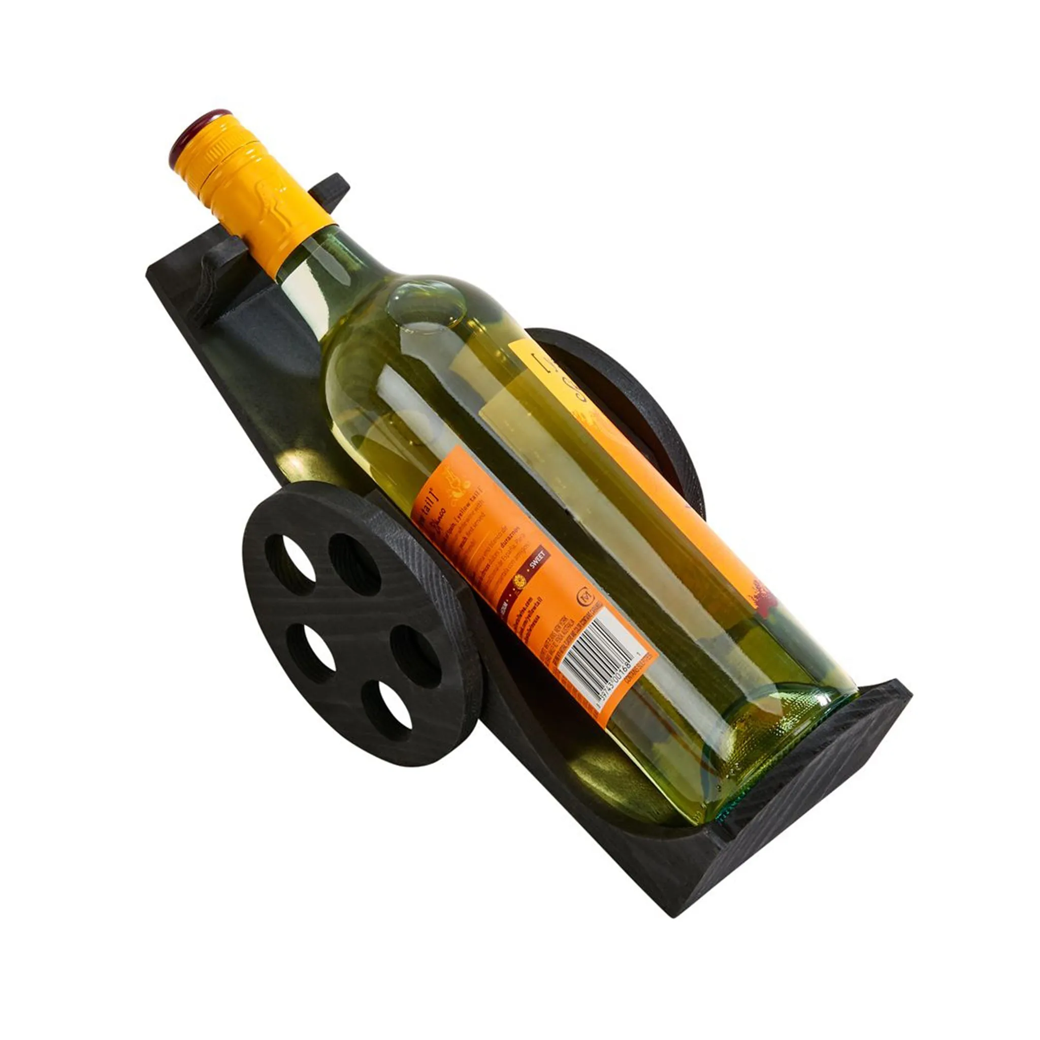 Black Wood Wine Bottle Cart - 6" x 12" by Creative Gifts