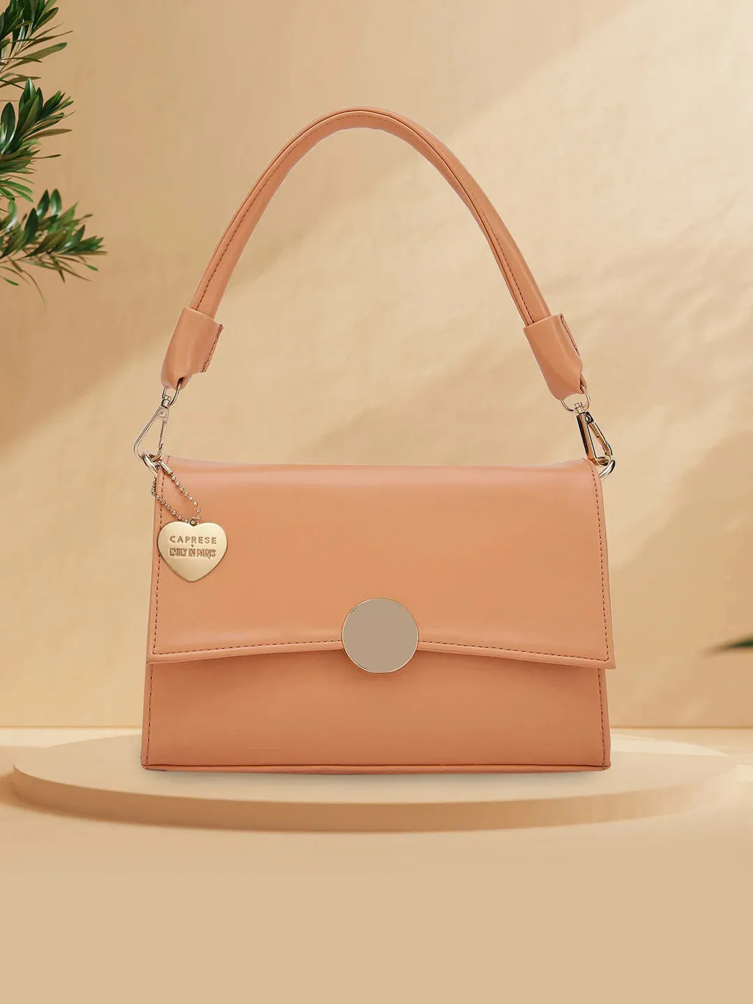 Caprese Emily In Paris Solid Medium Hobo Handbag Beige