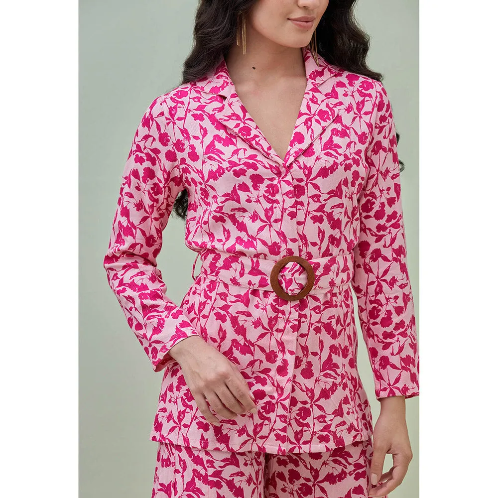 GRASS & SUNSHINE Desert Rose Shirt with Palazzo and Belt (Set of 3)