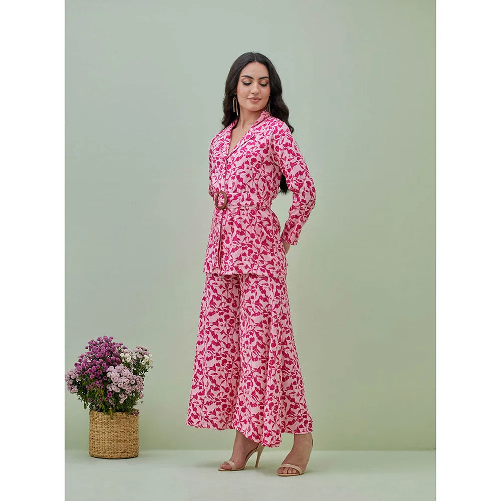 GRASS & SUNSHINE Desert Rose Shirt with Palazzo and Belt (Set of 3)
