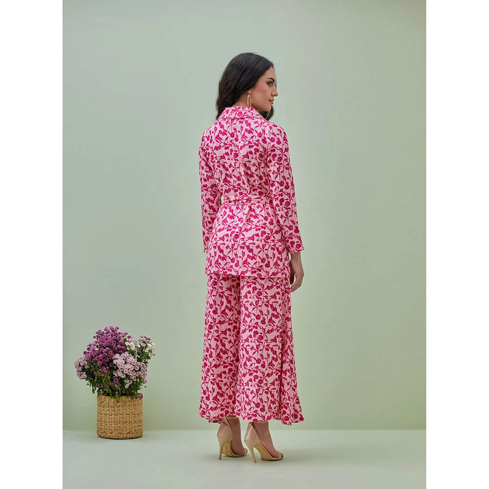 GRASS & SUNSHINE Desert Rose Shirt with Palazzo and Belt (Set of 3)