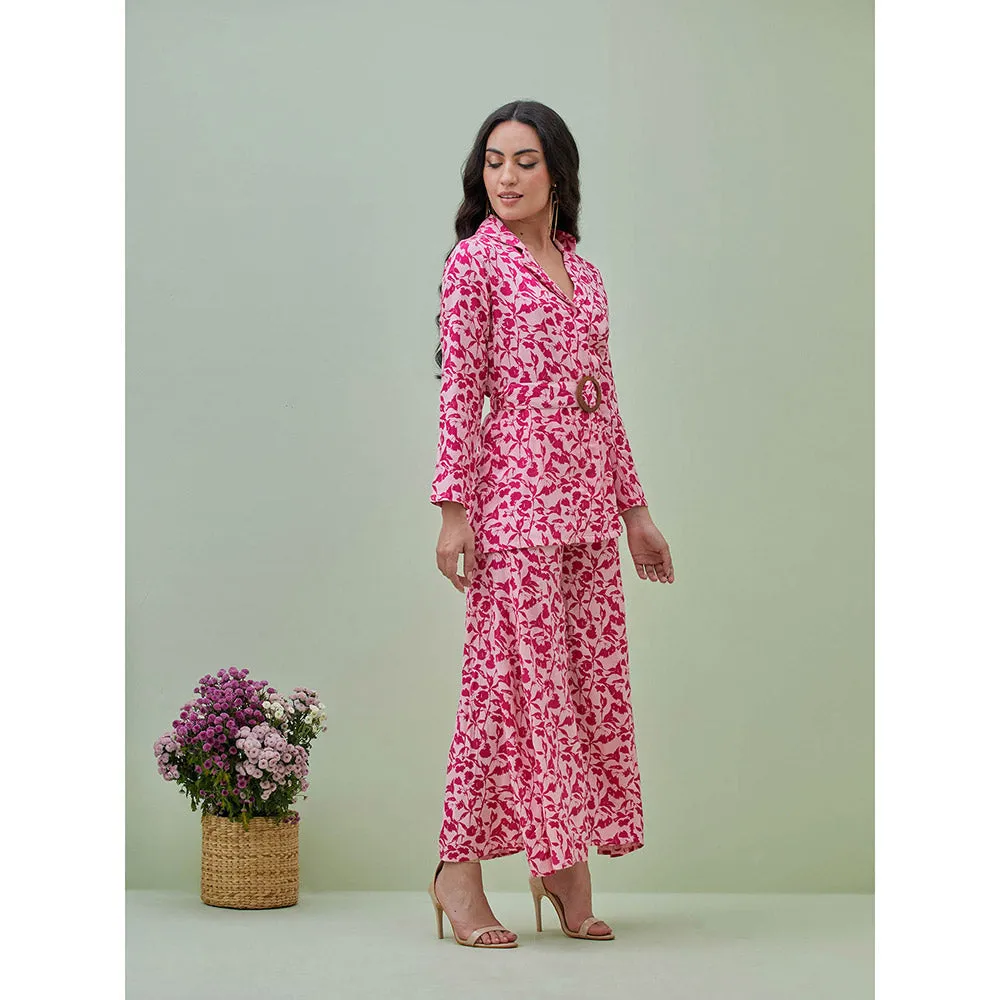 GRASS & SUNSHINE Desert Rose Shirt with Palazzo and Belt (Set of 3)