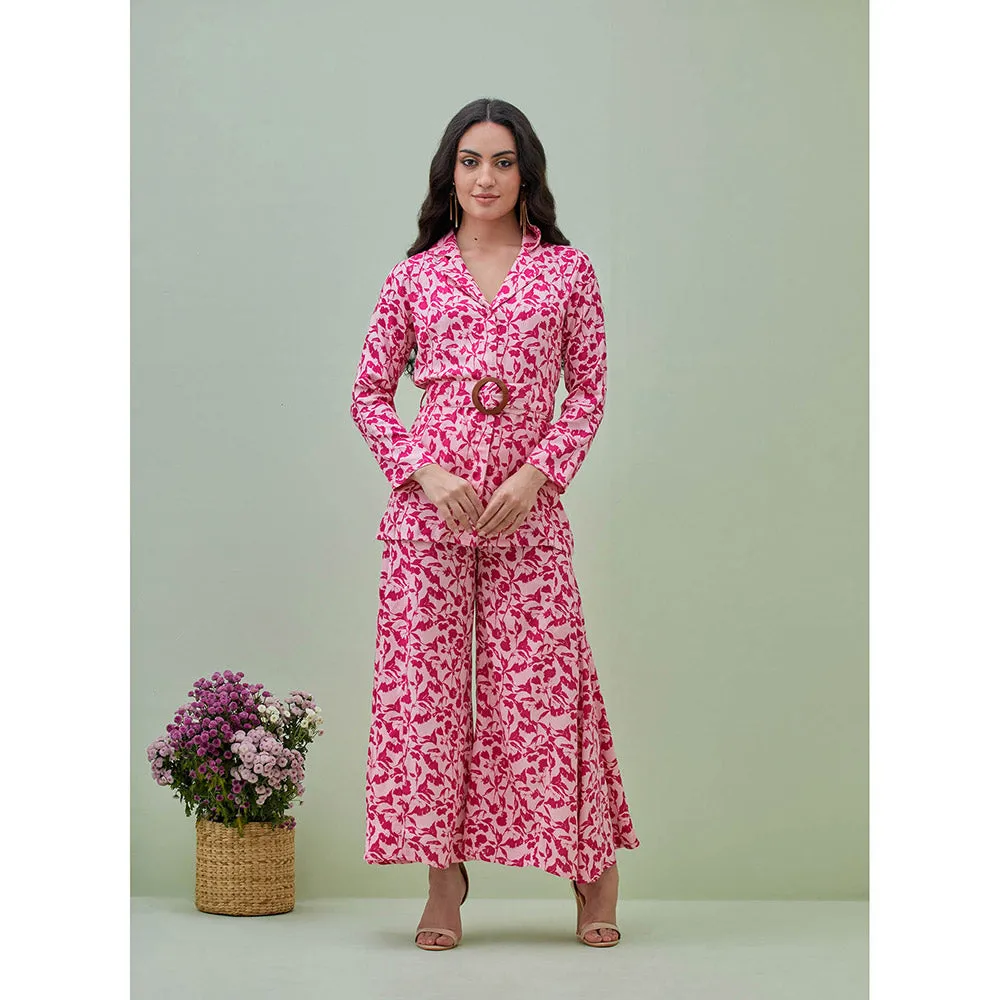 GRASS & SUNSHINE Desert Rose Shirt with Palazzo and Belt (Set of 3)