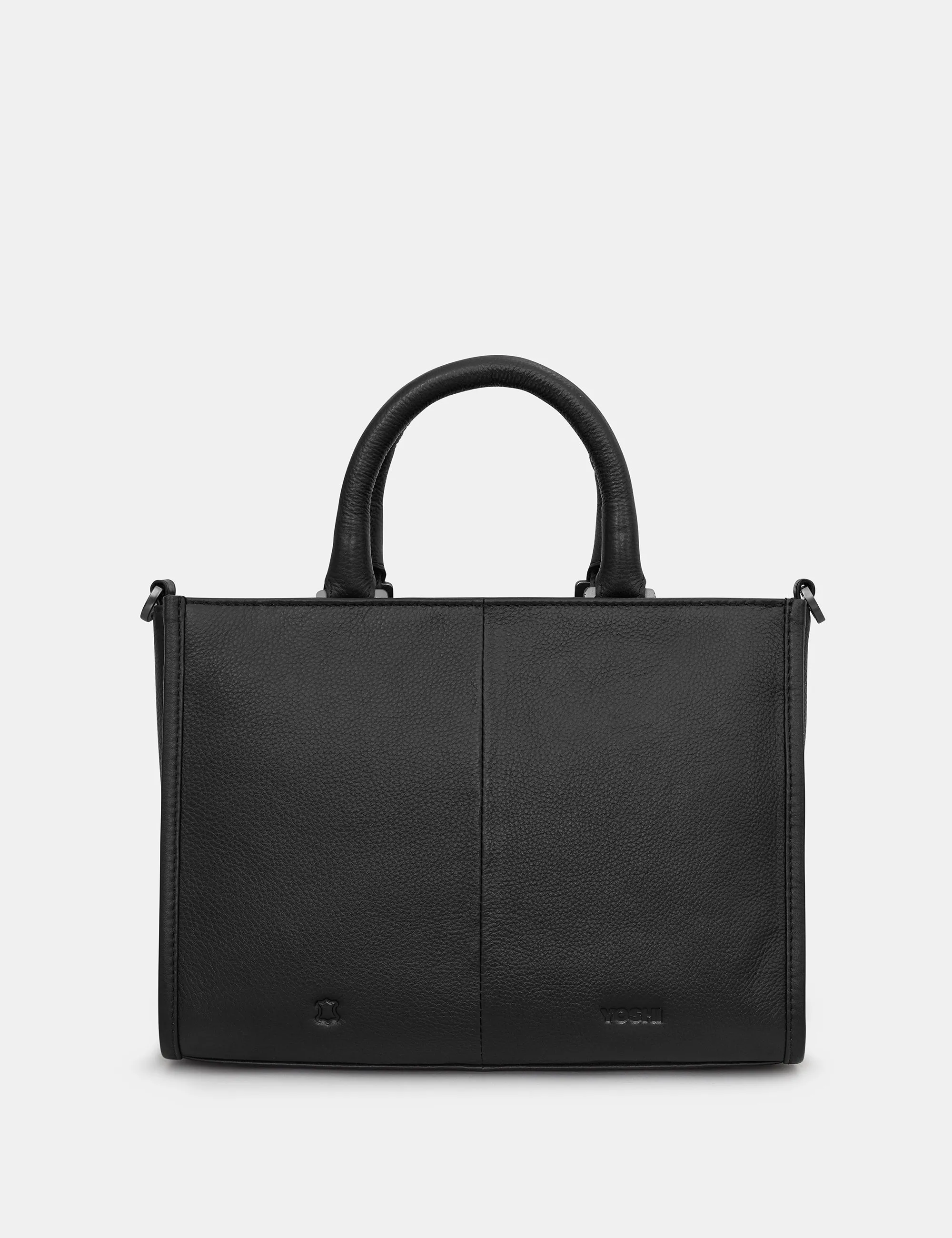 Highland Cow Black Leather Multiway Grab Bag