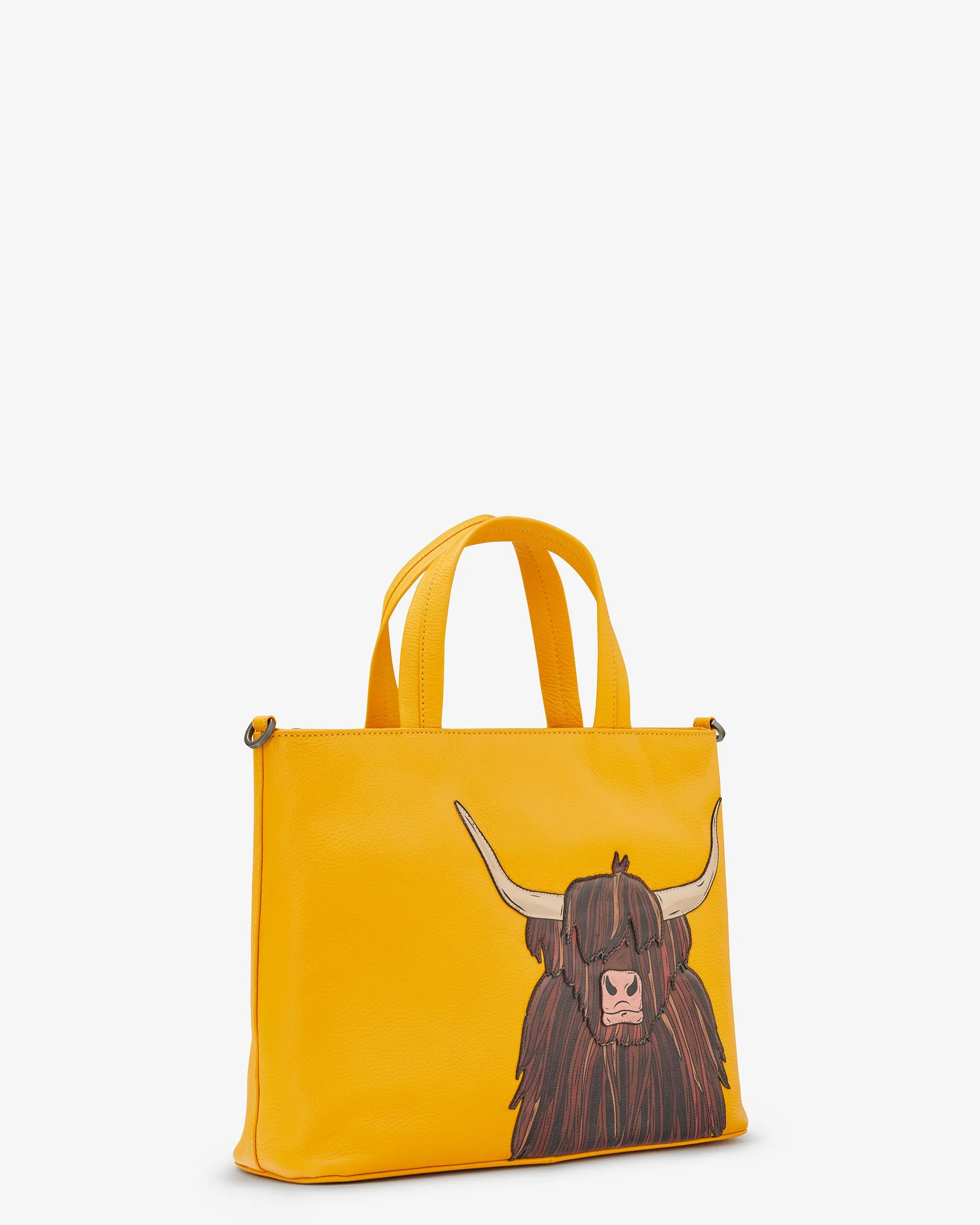 Highland Cow Yellow Leather Multiway Grab Bag
