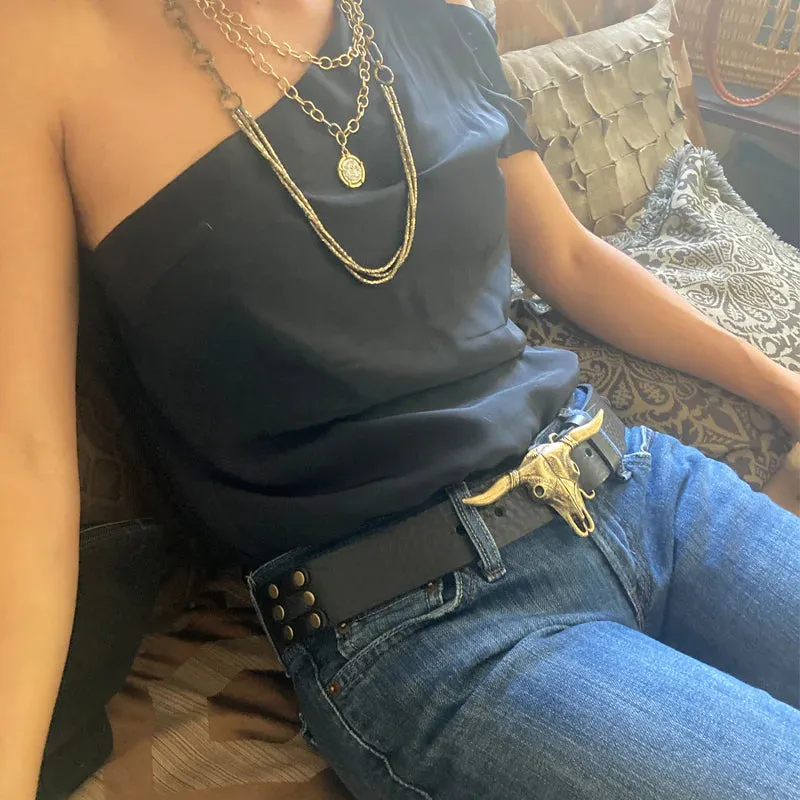 Kim White Steer Belt - Black