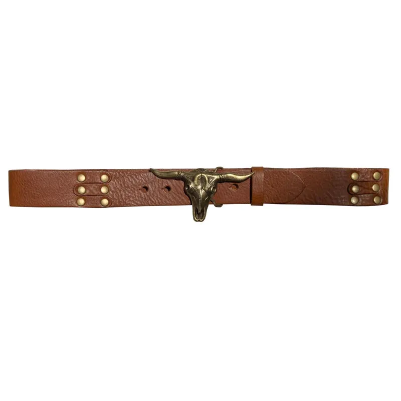 Kim White Steer Belt - Cognac