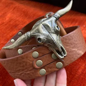 Kim White Steer Belt - Cognac