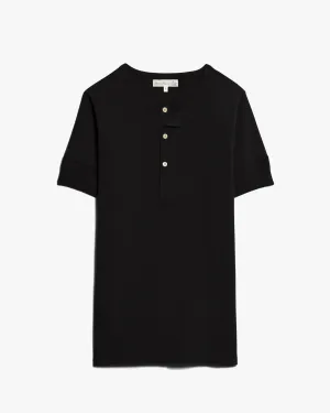 Merz b. Schwanen Good Originals 207 7.2oz Loopwheeled S/S Henley - Deep Black