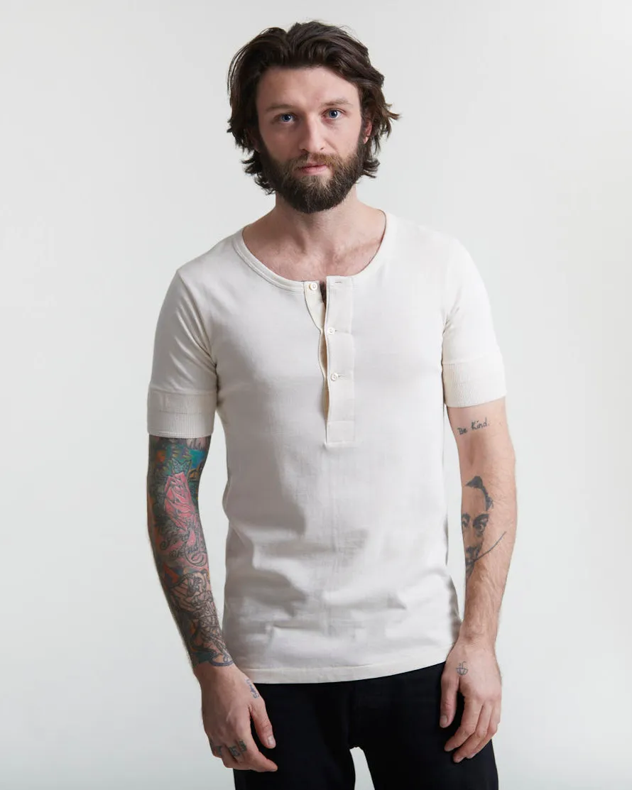 Merz b. Schwanen Good Originals 207 7.2oz Loopwheeled S/S Henley - Nature