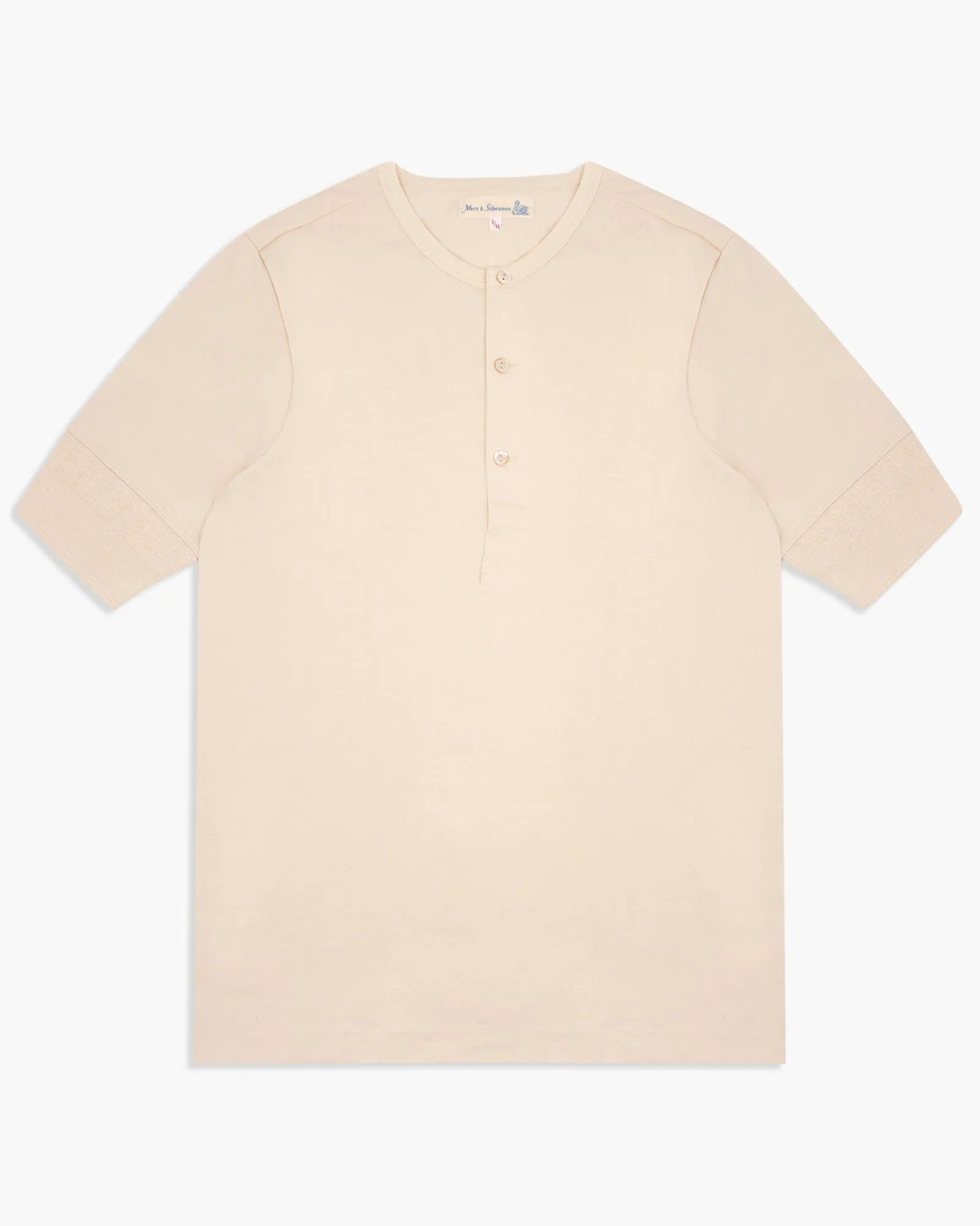 Merz b. Schwanen Good Originals 207 7.2oz Loopwheeled S/S Henley - Nature