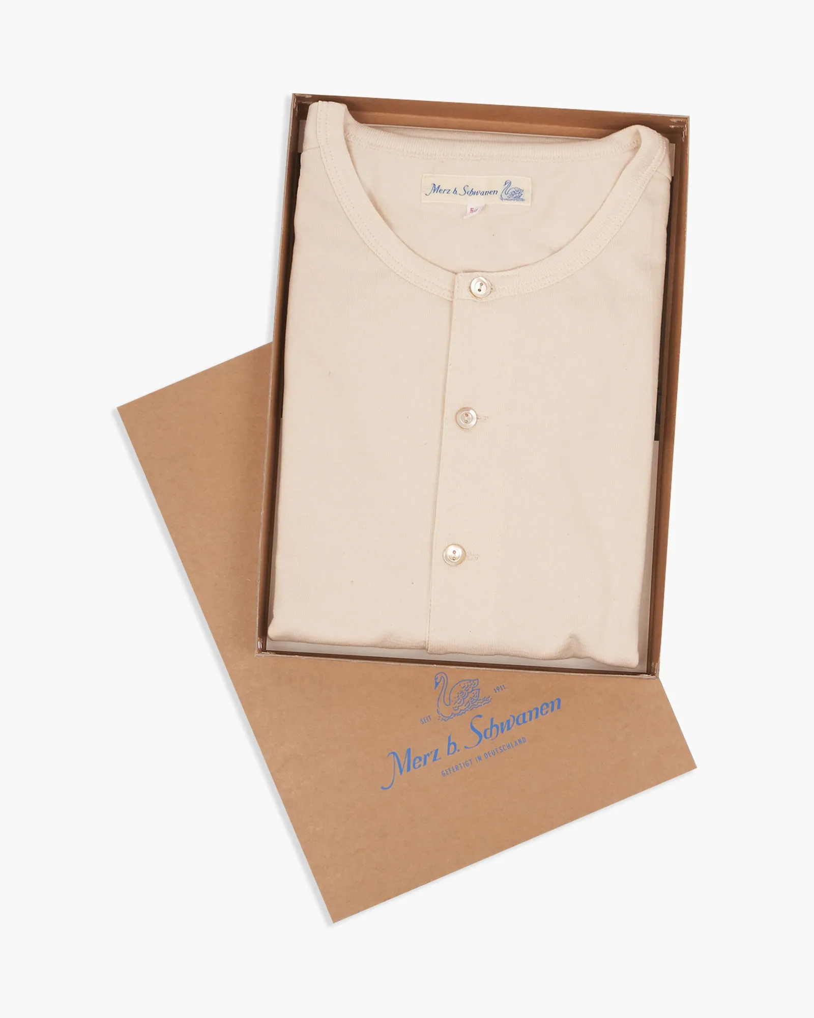 Merz b. Schwanen Good Originals 207 7.2oz Loopwheeled S/S Henley - Nature