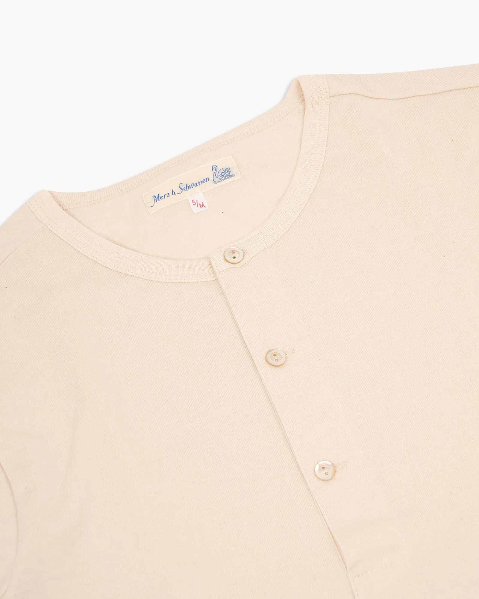 Merz b. Schwanen Good Originals 207 7.2oz Loopwheeled S/S Henley - Nature