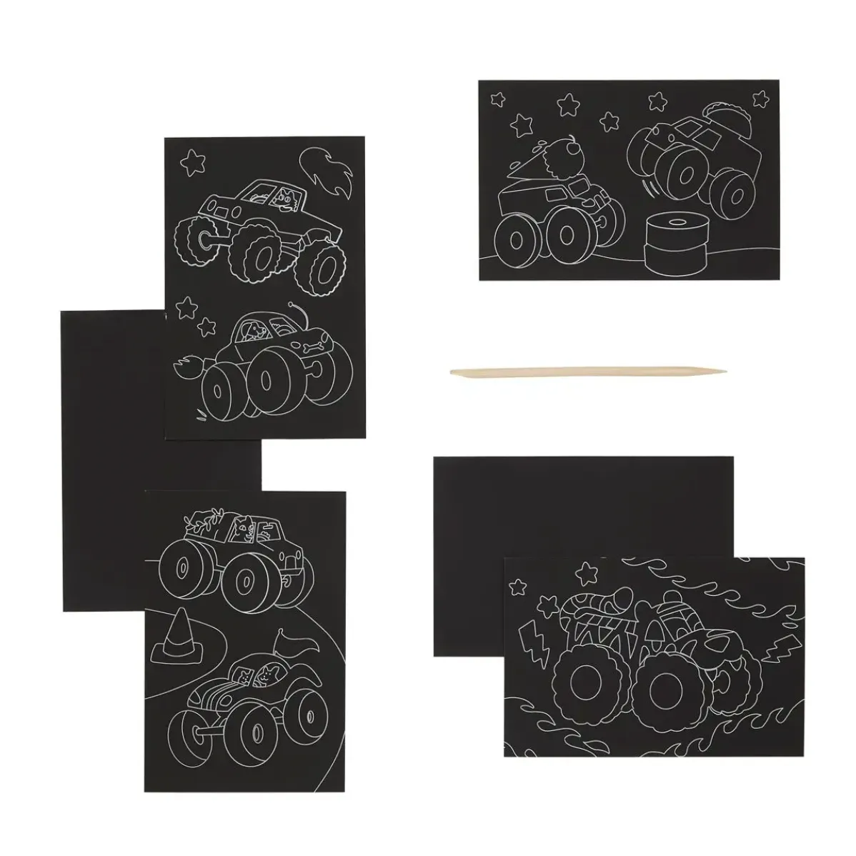 Ooly - Mini Scratch & Scribble Kit Monster Trucks